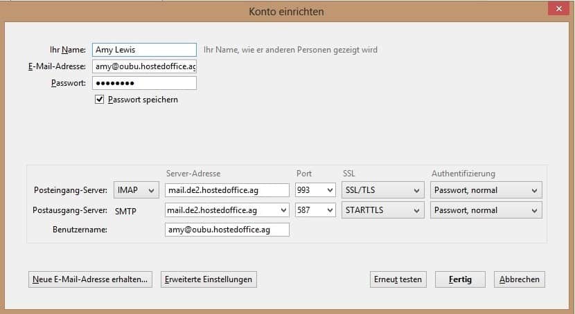 Wie kann ich den Thunderbird E-Mail Client mit Hosted Exchange 2016 verwenden? 1 Daten2016 BLANK1